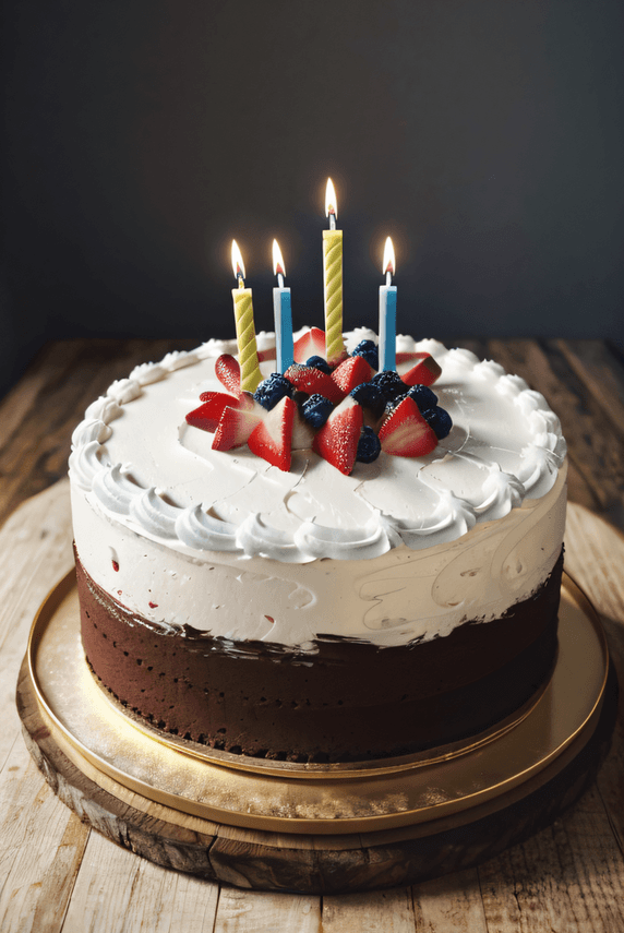 创意一个奶油生日蛋糕点蜡烛摄影图2