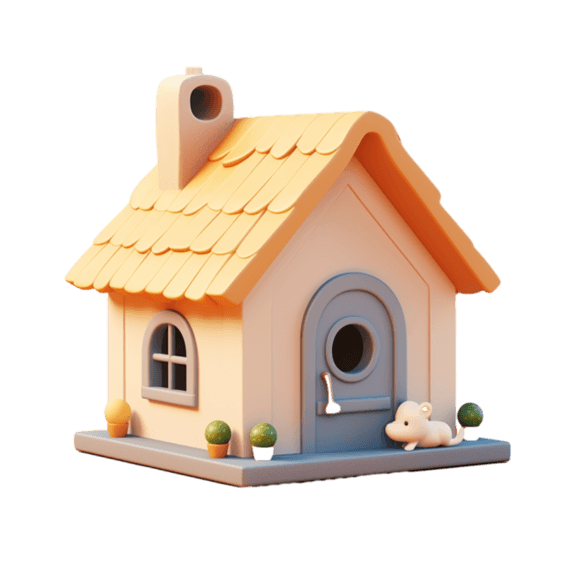 创意特色卡通木屋房屋小巧狗窝元素立体免抠图案
