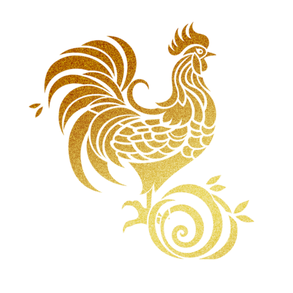 创意十二生肖金箔款金色纹理动物酉鸡剪纸元素