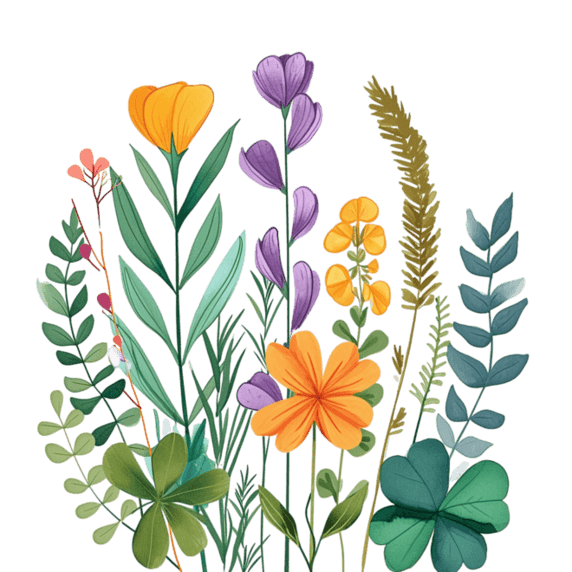 创意春天花草植物花朵手绘元素植物插画