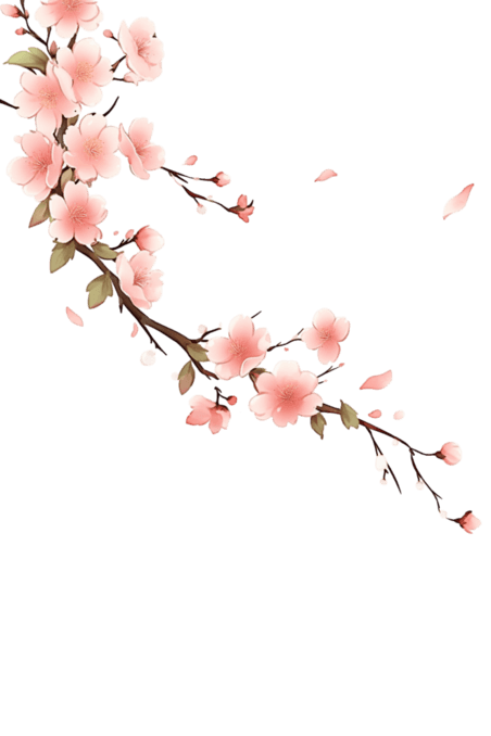 创意元素春天盛开的樱花枝手绘桃花树枝