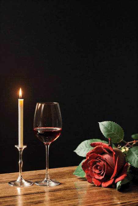 创意浪漫红酒玫瑰花情人节酒水餐饮烛光晚餐摄影图7