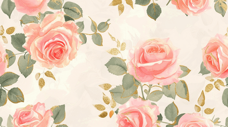 创意春天玫瑰花粉色浪漫盛开的花朵家纺面料底纹花纹插画9