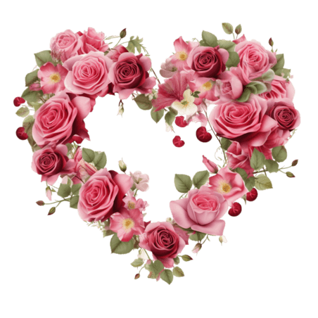创意艺术玫瑰爱心元素免抠图案情人节植物花卉