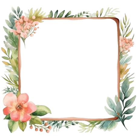 创意植物水彩春天边框简约花朵图框元素免抠图案