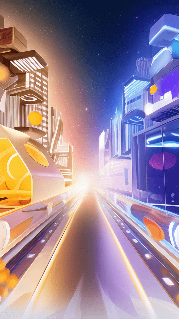 创意潮流撞色电商场景家居家装科幻城市街道