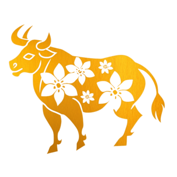 创意金箔款十二生肖元素金色纹理动物牛