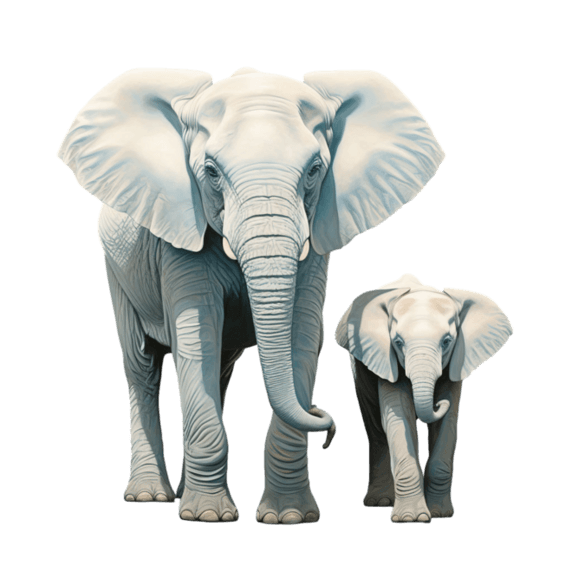 创意简洁白色大象元素免抠图案水彩动物卡通