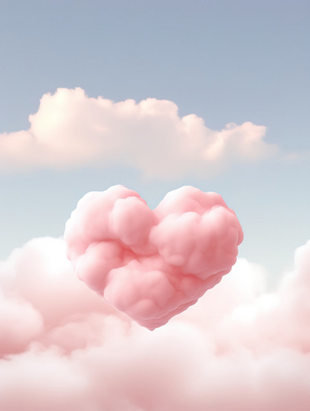 创意粉红色心形云情人节天空云朵爱心12