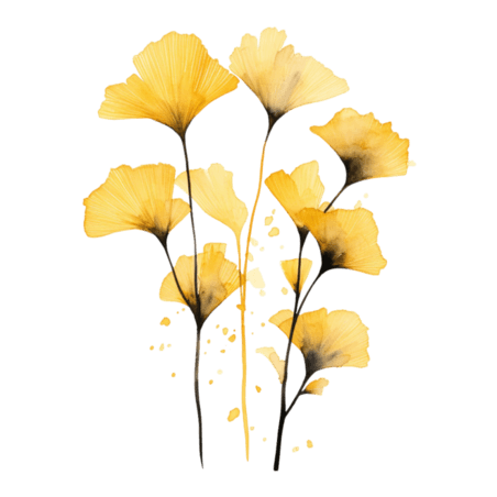 创意简约黄色银杏叶植物叶子树叶元素免抠图案