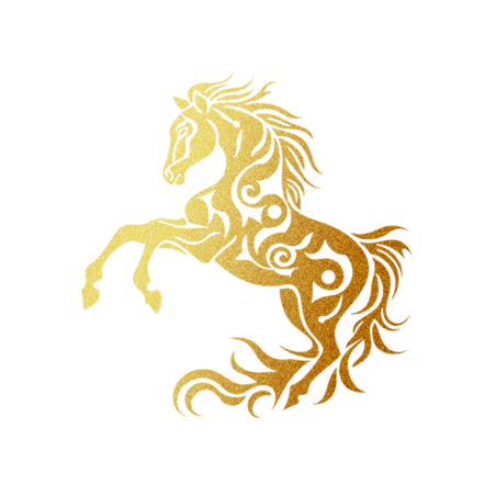 创意十二生肖金箔款午马剪纸元素金色纹理动物
