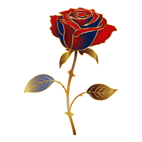 创意鎏金玫瑰花国潮金边植物花卉情人节免抠元素