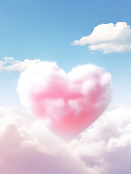 创意粉红色天空云朵爱心心形云情人节16