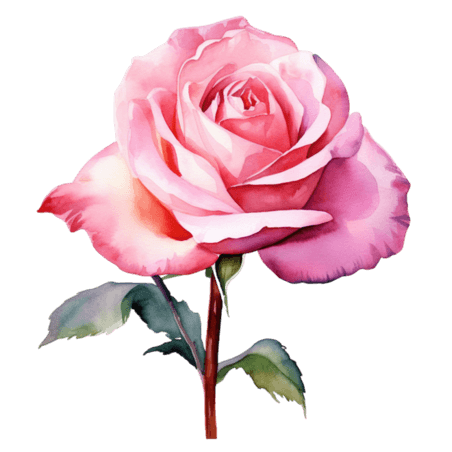 创意数字艺术粉色水彩玫瑰花美丽花朵元素免抠图案