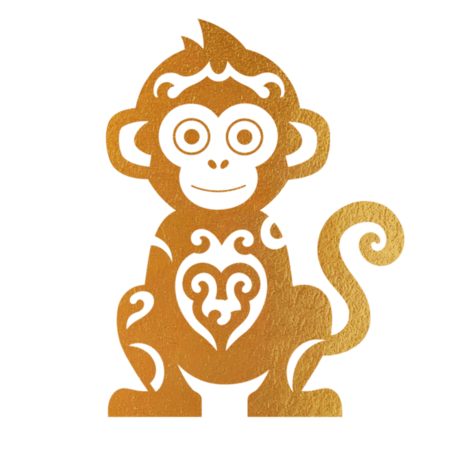 金色纹理动物创意十二生肖金箔款申猴剪纸元素