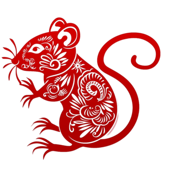 创意窗花动物红色传统剪纸十二生肖鼠设计图
