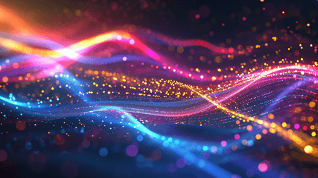 创意彩色线条流线网状感闪耀的粒子抽象商务科技背景图14