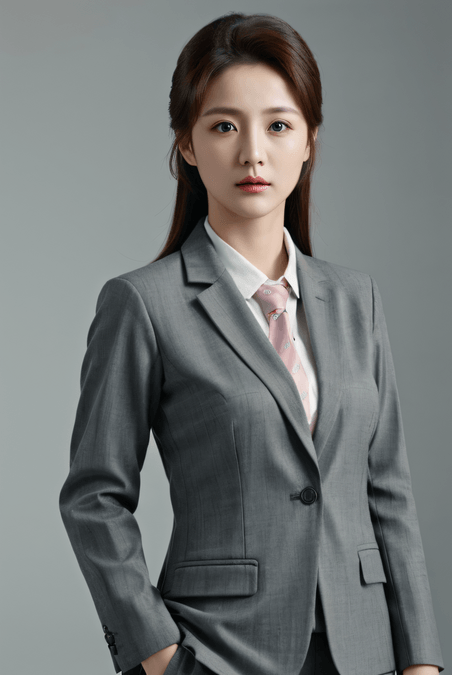 创意商务灰色西装职业照半身照职场女性亚洲人像