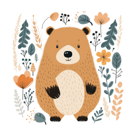 创意矢量可爱小熊动物水彩元素免抠图案