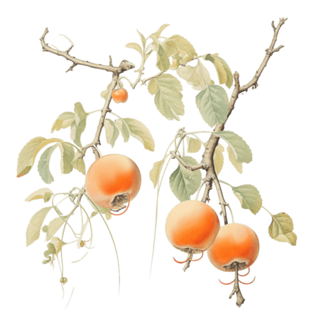 创意AICG水果树木柿子石榴水果元素免抠图案