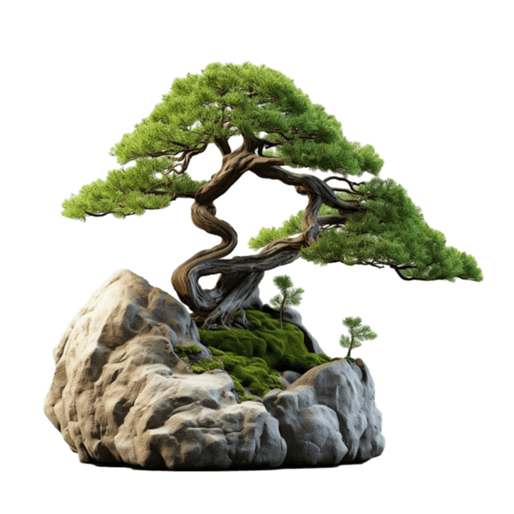 创意图形迎客松元素免抠图案盆栽绿植盆景中国风