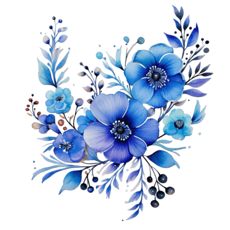 创意素材蓝色鲜花元素免抠图案