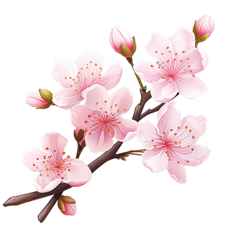 春天植物花朵樱花创意真实美丽梅花元素免抠图案