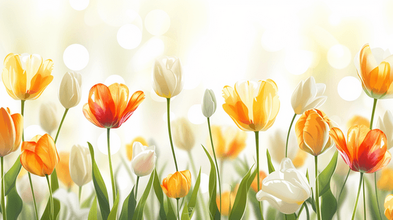 创意简约唯美清新春天郁金香花朵花束花丛的背景11
