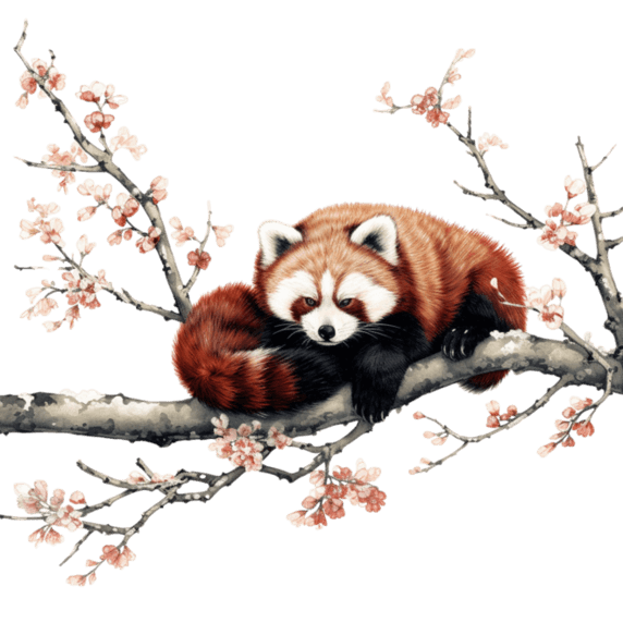 创意可爱小熊猫动物水彩元素免抠图案