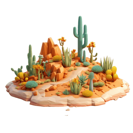 创意素材仙人掌沙漠元素立体夏季免抠图案