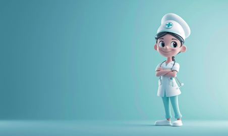 创意护士人物形象卡通医疗背景