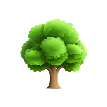 创意几何茂密树木卡通植物植树节元素免抠图案