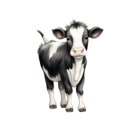 创意简约憨厚奶牛元素动物畜牧业免抠图案