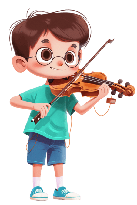 创意手绘可爱男孩拉着小提琴卡通元素