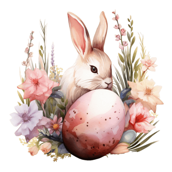 复活节水彩创意ai可爱兔子元素免抠图案