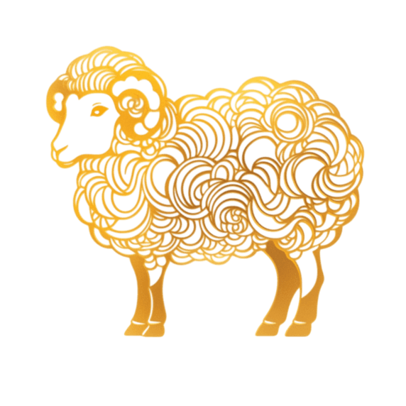 金色剪纸风动物创意金箔材质生肖素材羊