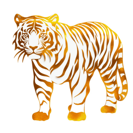 创意金色动物剪纸十二生肖金箔材质虎设计图
