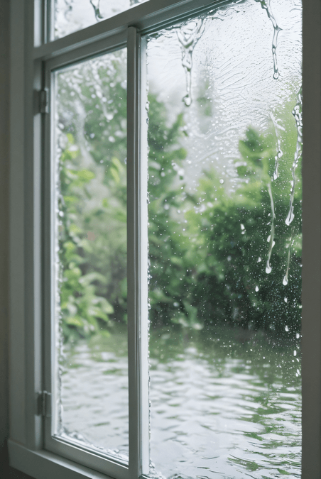 创意被雨水打湿的窗户下雨大雨谷雨摄影照片9