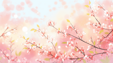 创意春天樱花季花朵植物桃花烂漫盛开插画24