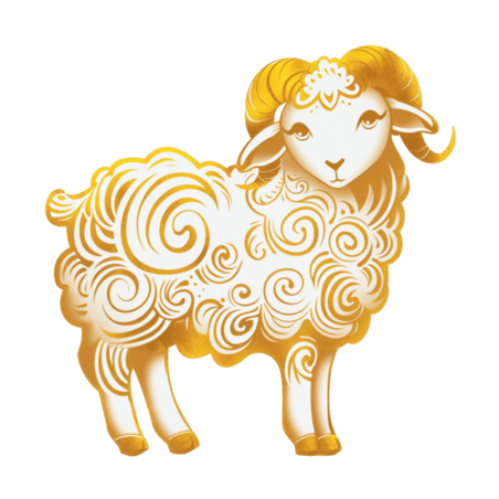 创意十二生肖金箔材质羊免抠元素动物