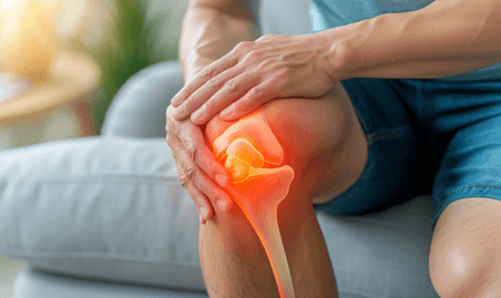 创意膝盖疼痛的男子医疗健康疾病