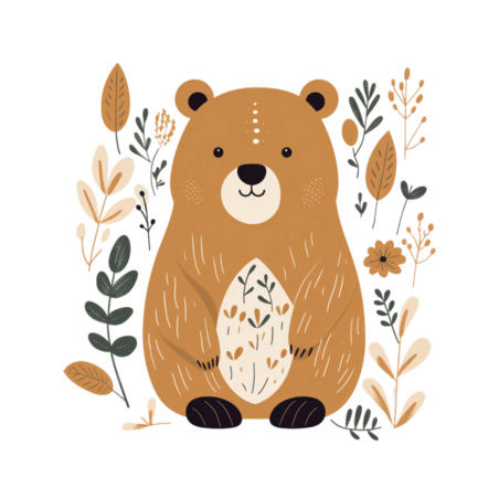 动物水彩童话可爱小熊元素免抠图案