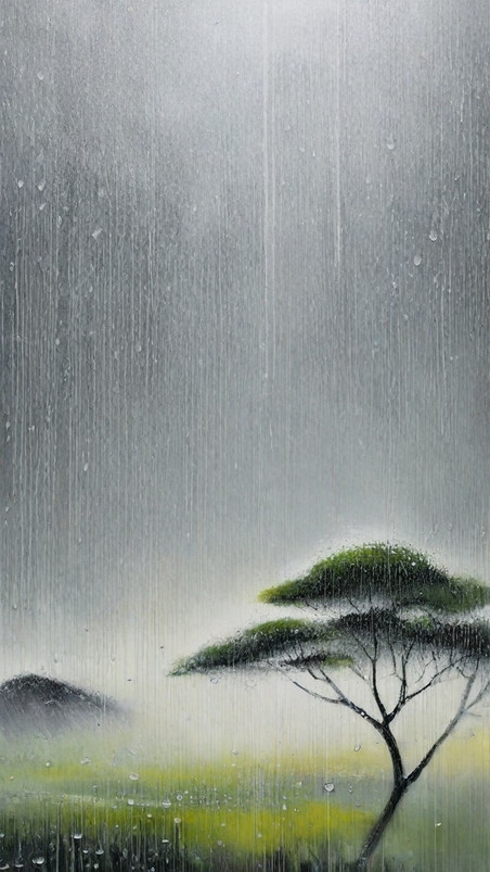 清明节下雨植物中国风背景创意清新春天雨中风景图片