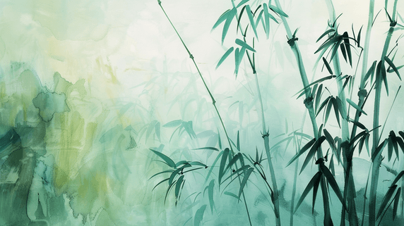 创意清明节中国风江南竹林彩绘插画6