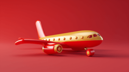 创意交通工具红黄色儿童玩具飞机的插画3
