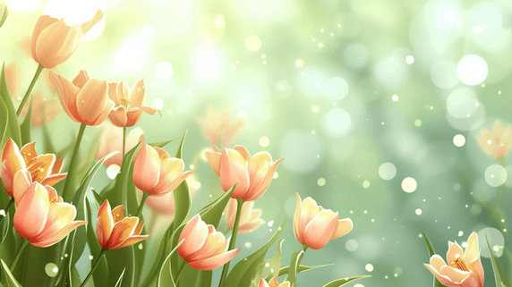 创意春天春季里小清新花朵风景的插画1