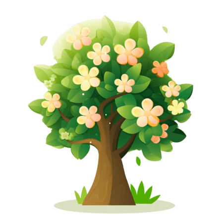 创意春天植树节植物卡通手绘绿色树木35设计图