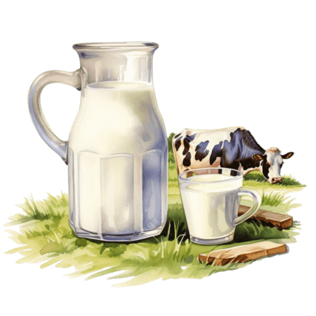 创意建模乳制品牛奶牧场元素免抠图案