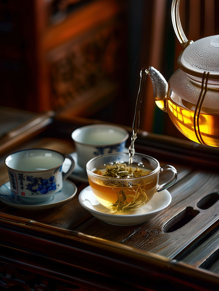功夫茶茶艺茶道中式品茶创意传统工艺制作的春茶高清摄影图
