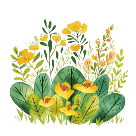 创意春天手绘植物花朵插画免抠元素